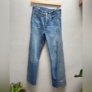 Modified Levi’s 501 panel jeans railroad stripe